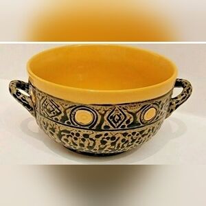 Always Azul Pottery Ash Southwestern 2 Handled Gold&Brown Soup/ Salad Bowl